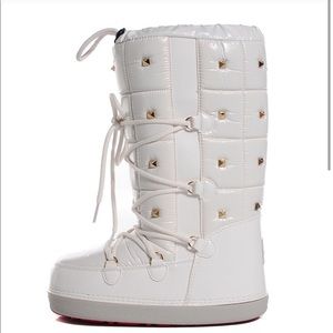 Valentino Nylon Rockstud Moon Boots White 38